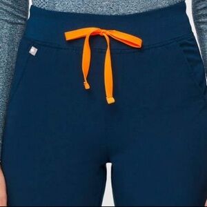 Figs Women's Pants in Navy with Orange Drawstring